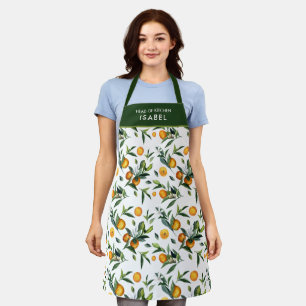 Hell lebender Citrus und Blume Blätter Koch-Name Schürze
