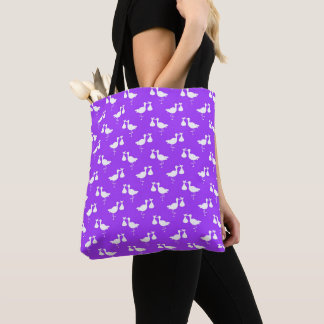 HELL LILA MIT WEISSEN STORKS MIT BEUTEL TASCHE
