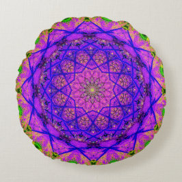 Hell Lila und grün Mandala Rundes Kissen