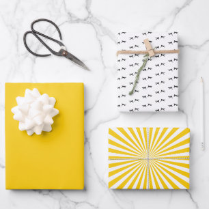 Hell, lustig, Pop, Gelb, Sonnenschein, verrückte H Geschenkpapier Set