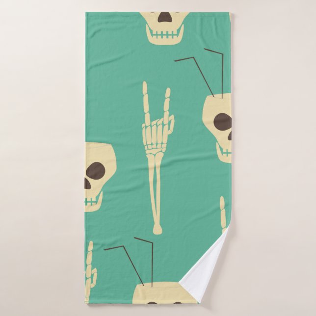 Hell party seamless pattern. Human skulls as goble Badehandtuch (Badehandtuch)