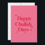 Hell Red Pink Happy Challah Days Funny Hanukkah Feiertagskarte<br><div class="desc">© Gorjo Designs. Made for you via Zazzle Plattform.

// Benötigen Sie Hilfe bei der Anpassung Ihres Designs? Andere Ideen got? Kontaktieren Sie mich (Zoe) direkt über den unten stehenden Kontaktknopf.</div>