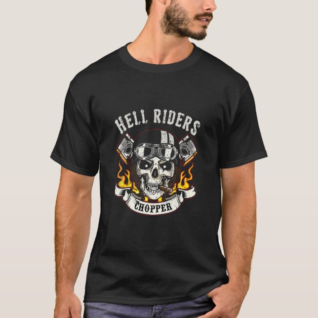 Hell Rider Chopper Biker Skull T-Shirt (Vorderseite)