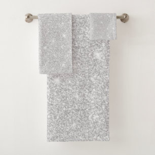 Hell Sparkle Weiße Silberfarbe Frohe Weihnachten Badhandtuch Set