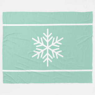 Hell Teal Minz Weiß Schneeblatt Horizontale Streif Fleecedecke