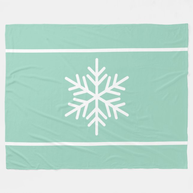 Hell Teal Minz Weiß Schneeblatt Horizontale Streif Fleecedecke (Vorderseite (Horizontal))
