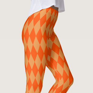 Hell und Dunkel Orange Harlequin Diamanten Schachb Leggings