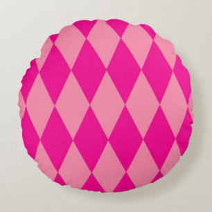 Hell und Dunkel Rosa Harlekin Diamanten Dame Rundes Kissen