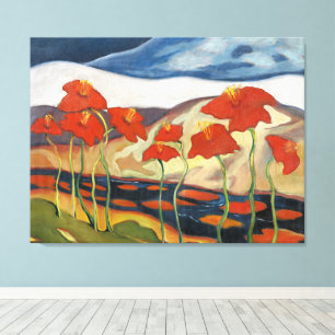 Hell und fröhlich, Landschaft mit Blumen, Leinwanddruck