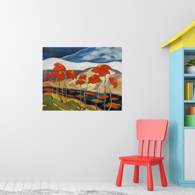 Hell und fröhlich, Landschaft mit Blumen, Poster (Kinderzimmer 1)