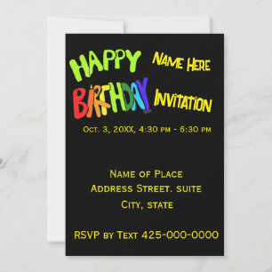 Hell und glücklich zum Geburtstag Individuelle Nam Einladung