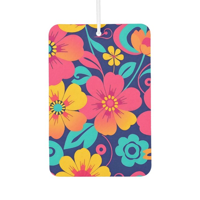 Hell und kühl Retro-Blume im Dopaminstil Autolufterfrischer (Vorderseite)