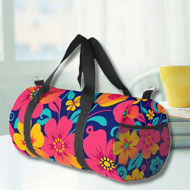 Hell und kühl Retro-Blume im Dopaminstil Duffle Bag (Bright and Bold Retro Flowers-Dopamine Style Duffle Bag)