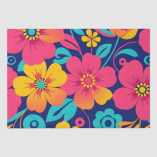 Hell und kühl Retro-Blume im Dopaminstil Seidenpapier