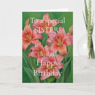 Hell und Niedlich Pink Lilies Happy Birthday Siste Karte