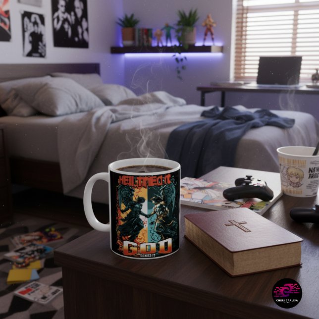 Hell versuchte es Gott verleugnete es Christlicher Kaffeetasse (Before the day starts, remember who already won.)