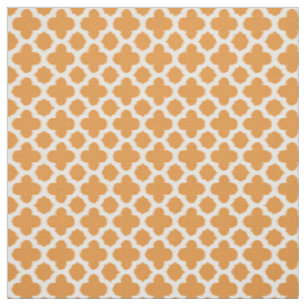 Hell-Vivid Orange White Ikat Quatrefoil-Muster Stoff