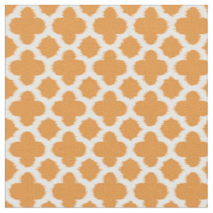 Hell-Vivid Orange White Ikat Quatrefoil-Muster Stoff