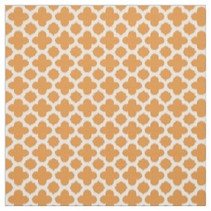 Hell-Vivid Orange White Ikat Quatrefoil-Muster Stoff