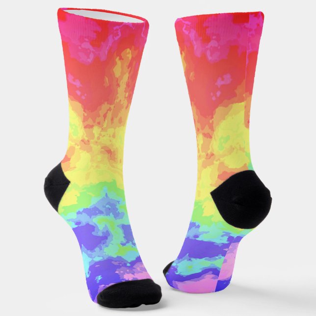 Hell Wirbel Boho Hippie Trippy Groovy Rainbow Socken (Gewinkelt)