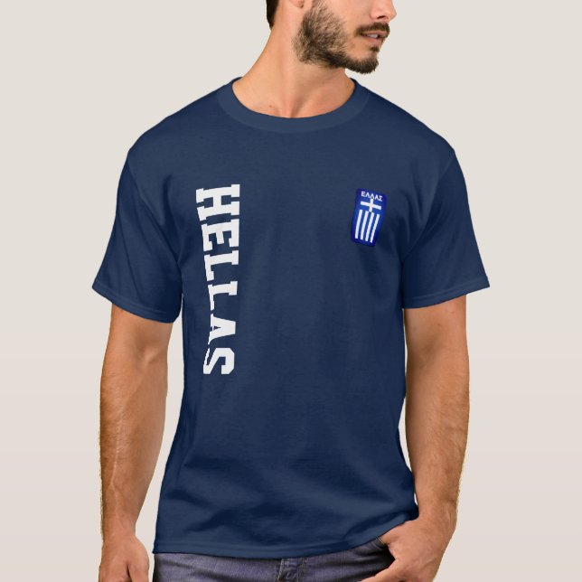 Hellas Flag 'Patch' & Name/Number Sports T-Shirt (Vorderseite)
