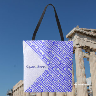 Hellas Griechische Flagge Kacheln Blau Personalisi Tasche