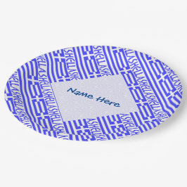 Hellas und die griechische Flagge geteerte blaue P Pappteller