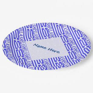 Hellas und die griechische Flagge geteerte blaue P Pappteller