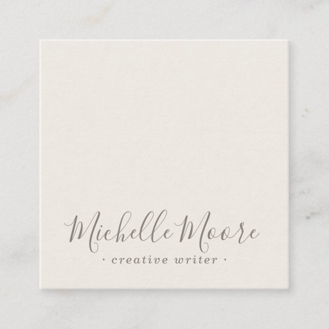 Hellbeige, elegante minimalistische beruflich quadratische visitenkarte (Vorderseite)