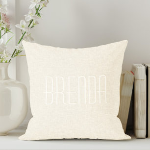 Hellbeige Leinenstruktur Monogramm Kissen