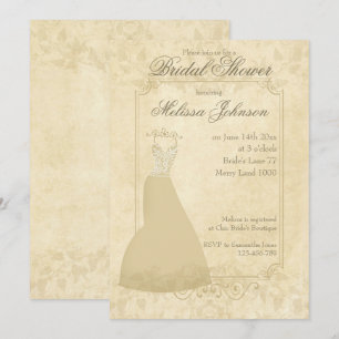 Hellbeige Vintage Papier Bridal Dusche Einladung