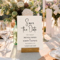 Hellbeiges Leinen Schwarze Schrift Save The Date
