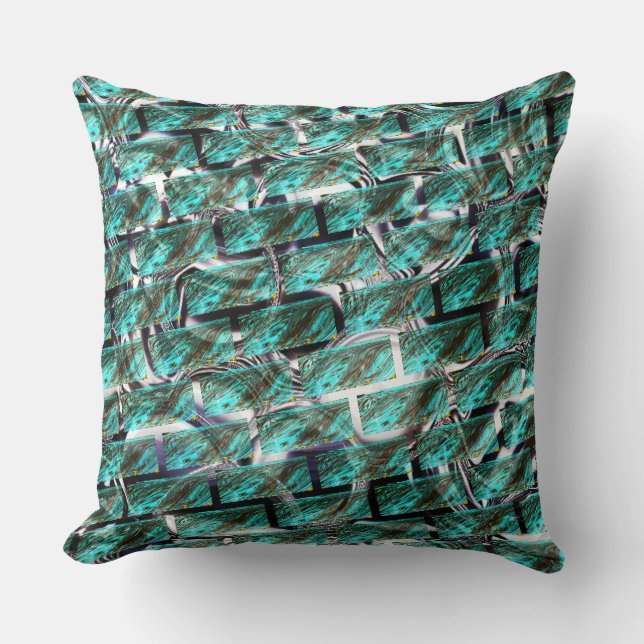 Hellblau, Blasen auf Gitter oder Backstein-Effekt? Kissen (Vorderseite)