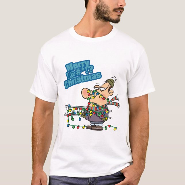 hellblau-bleichender Weihnachtsweih-Cartoon T-Shirt (Vorderseite)