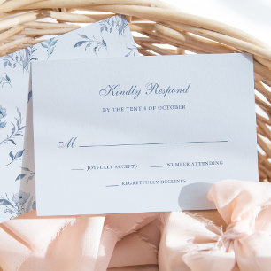 Hellblau Chinoiserie   Einfache Hochzeit RSVP Karte