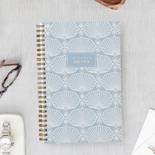 Hellblau Coastal   Deco Fans Personalisiert Notizbuch
