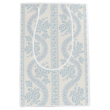 Hellblau florale Streifen auf Creme