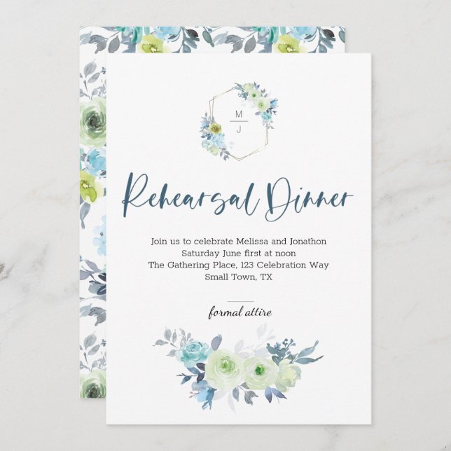 Hellblau-gelb-grüne Probe Abendessen (Vorne/Hinten)