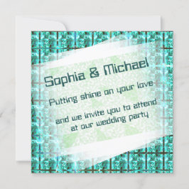 Hellblau glänzend, Quadrate oder Bild im Raster? Einladung