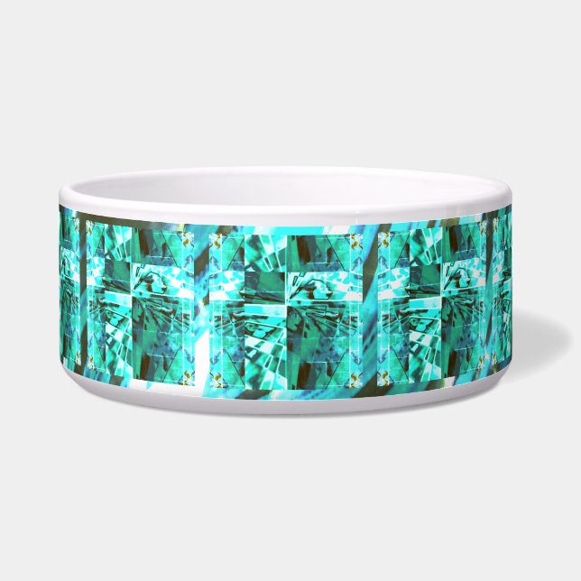 Hellblau glänzend, Quadrate oder Bild im Raster? Napf (Vorderseite)