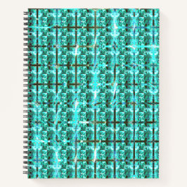 Hellblau glänzend, Quadrate oder Bild im Raster? Notizbuch