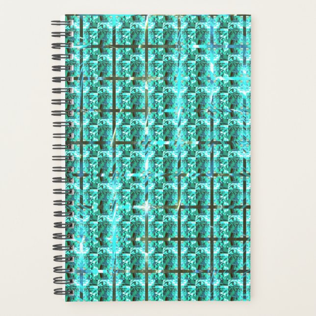 Hellblau glänzend, Quadrate oder Bild im Raster? Planer (Vorderseite)