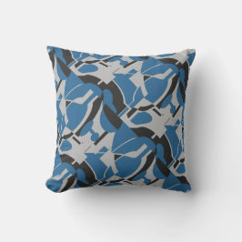 Hellblau, grau, schwarz - Art MCM Look Kissen