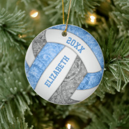 Hellblau-grau-weißer gürteliger Volleyball Keramik Ornament
