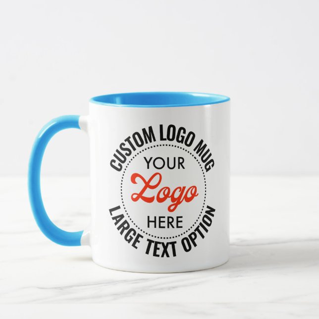 HELLBLAU Große Text Promotional Combo Logo Tasse (Links)
