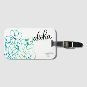Hellblau Grüne Aloha Orchideen-Blume-Gepäckanhänge Gepäckanhänger
