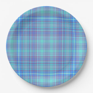 Hellblau kariert pappteller