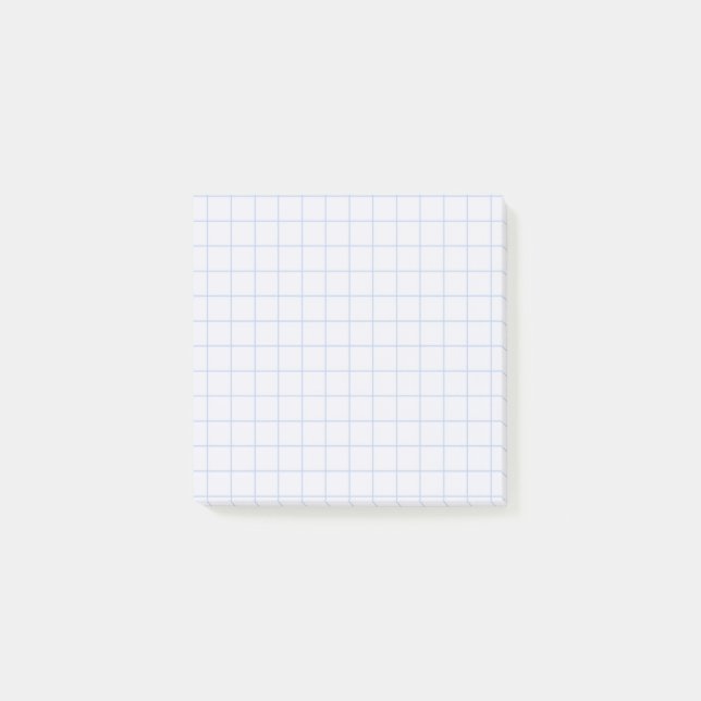 Hellblau kariertes Muster, weiches Grid-Design Post-it Klebezettel (Vorderseite)