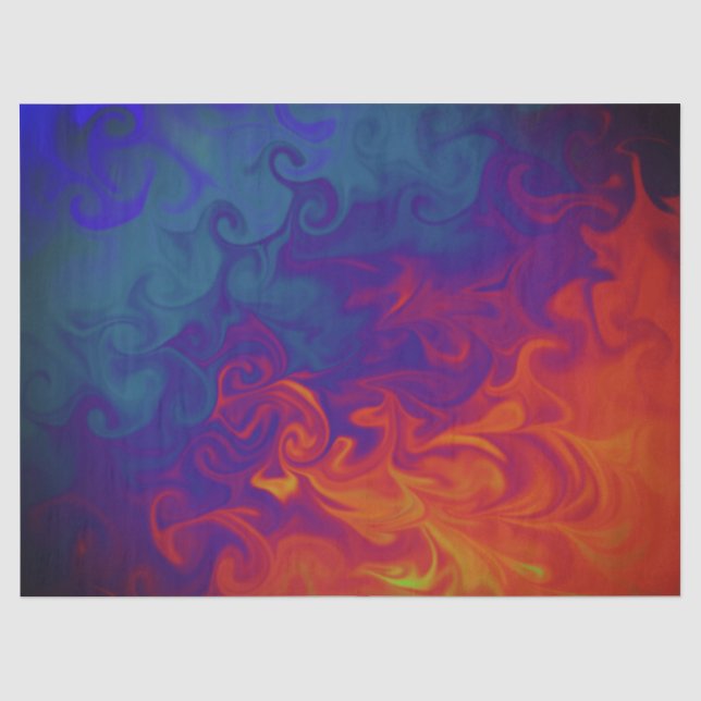 Hellblau Lila Orange Swirl Abstrakt  Seidenpapier (Vorderseite)