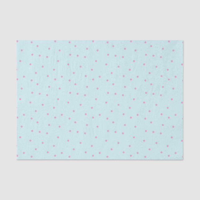 Hellblau mit rosa Polka Dots Seidenpapier (Vorderseite)